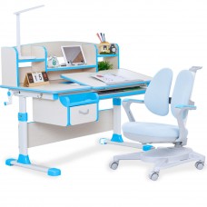 Children Kids Ergonomic Study Desk with Adjustable Double-Winged Swivel Chair Set